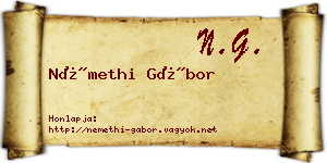 Némethi Gábor névjegykártya